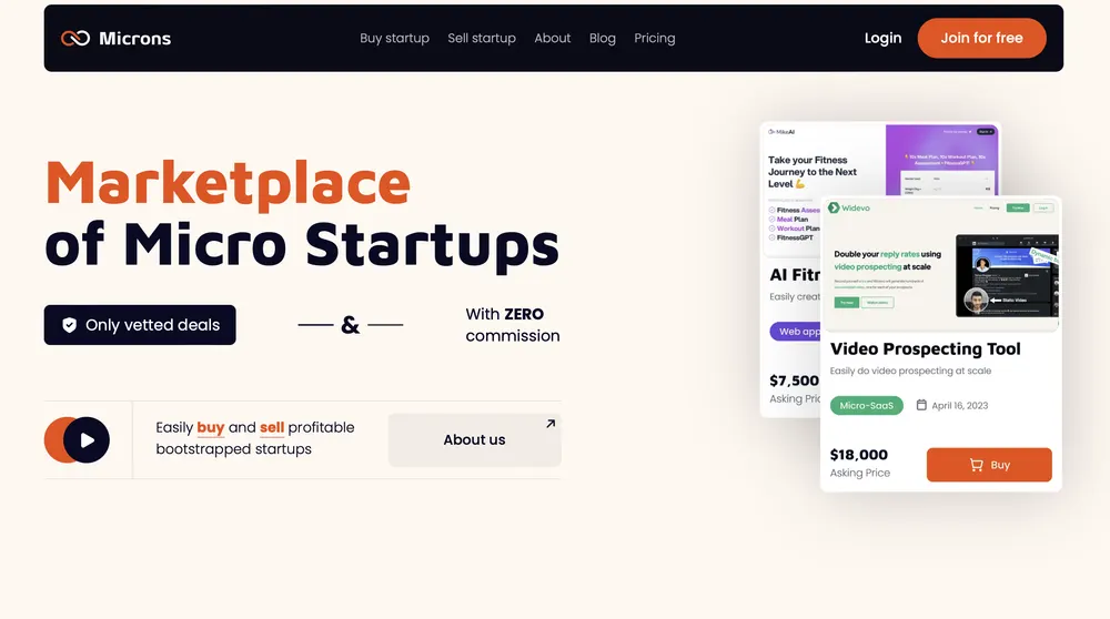 Buy Affordable Online Startups via Microns.io